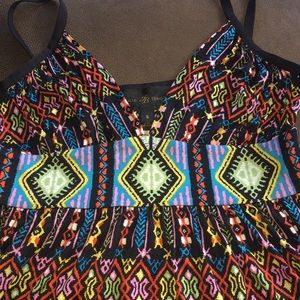 Julie Brown silk v nk dress bright geo print Sz S
